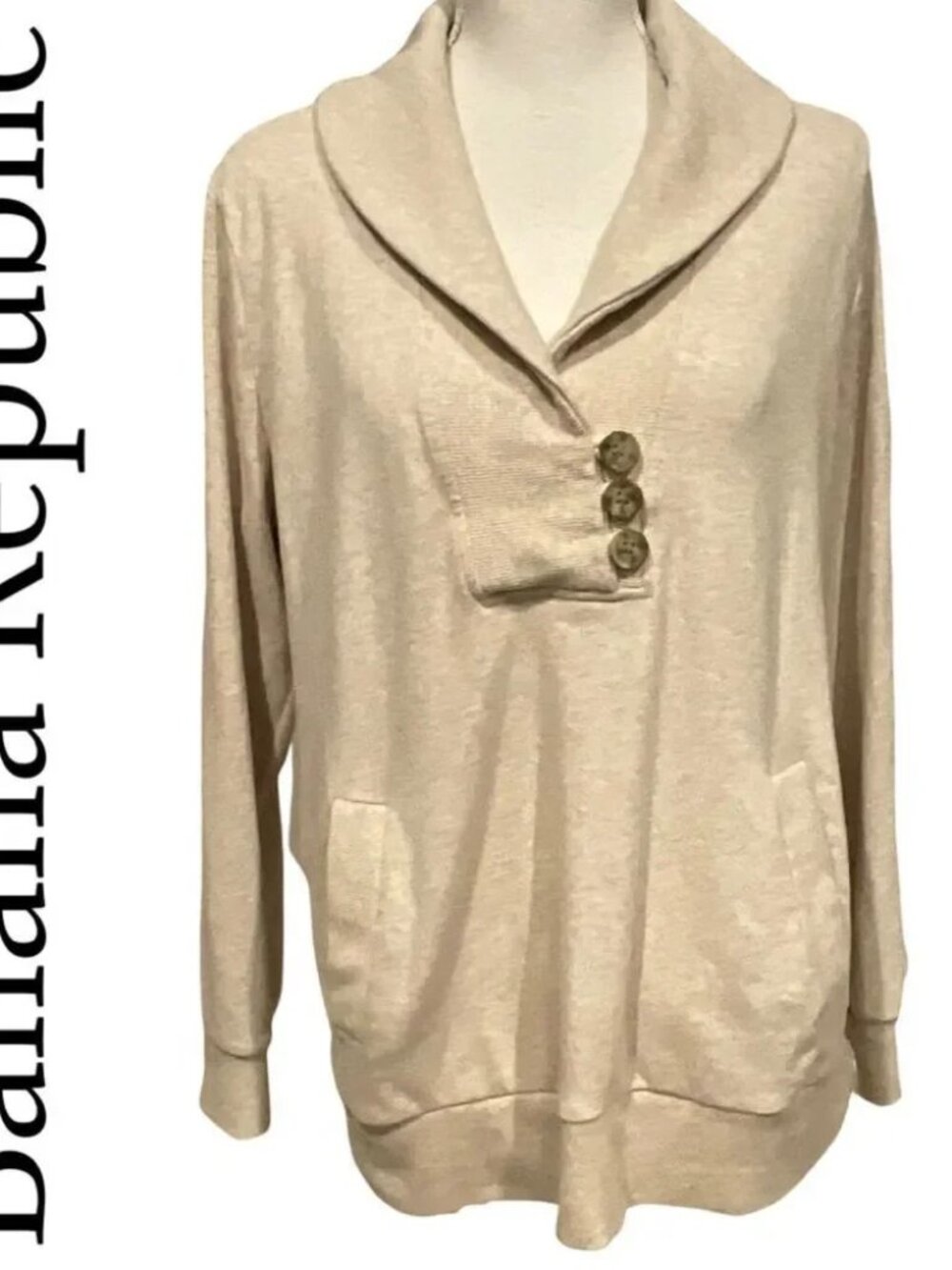 Banana Republic Tan Shawl Collar Button Pullover Sweater Small
